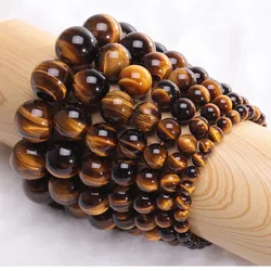 Minimalist Natural Stone Tiger Eye Bracelet Unisex 4/6/8/10/12mm Buddha Beaded Braclet Meditation Yoga Leisure Accessories Joias