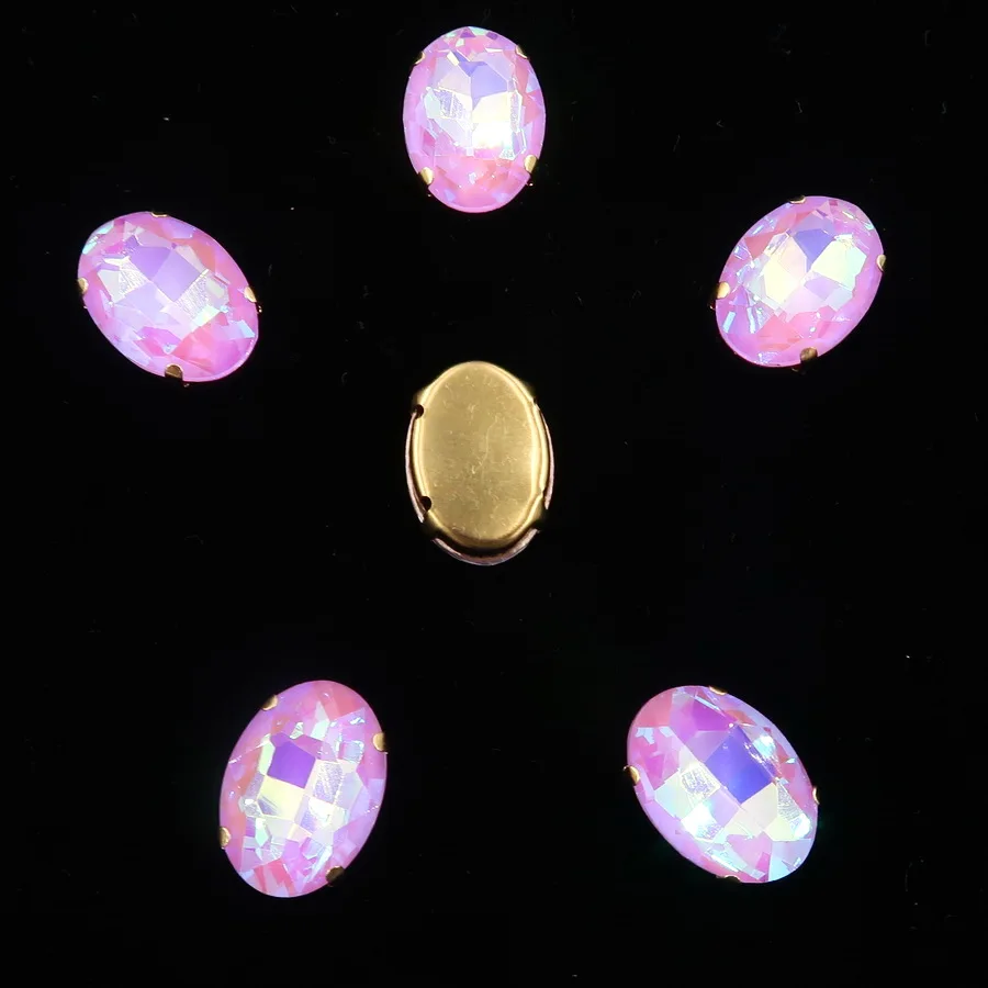 Ovale Gold-Krallenfassungen 10*14mm 13*18mm 20 Stück/Packung Regenbogen- & Jelly-AB-Farben Glaskristall zum Aufnähen Strass-Applikation DIY – Detail 9
