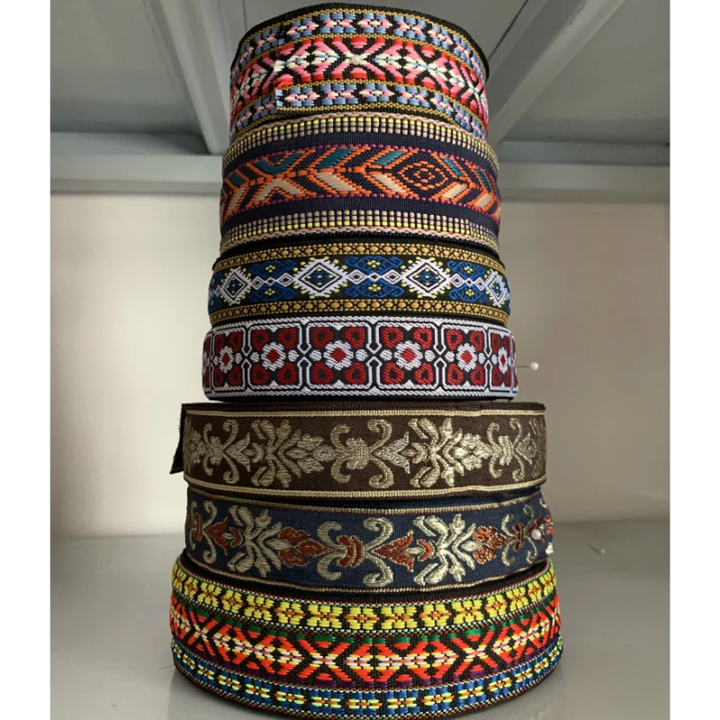 3 YARD 1.5 Inch 29~50MM Handmade accessories DIY 100% Polyester Woven Jacquard Ribbon With National Embroidery Ribbon Trim