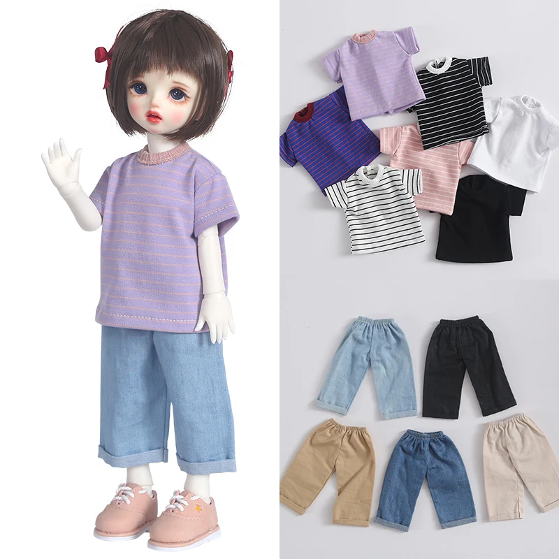 1/6 BJD Doll Clothes T-shirt Denim Pants for Doll 1/6,Blyth, Yosd, 30cm BJD Doll Accessories