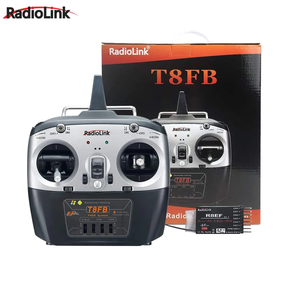 RadioLink T8FB 2.4GHz 8ch Trasmettitore Telecomando con ricevitore R8EF per RC FPV Drone Quadcopter Elicottero Giocattolo ad ala fissa