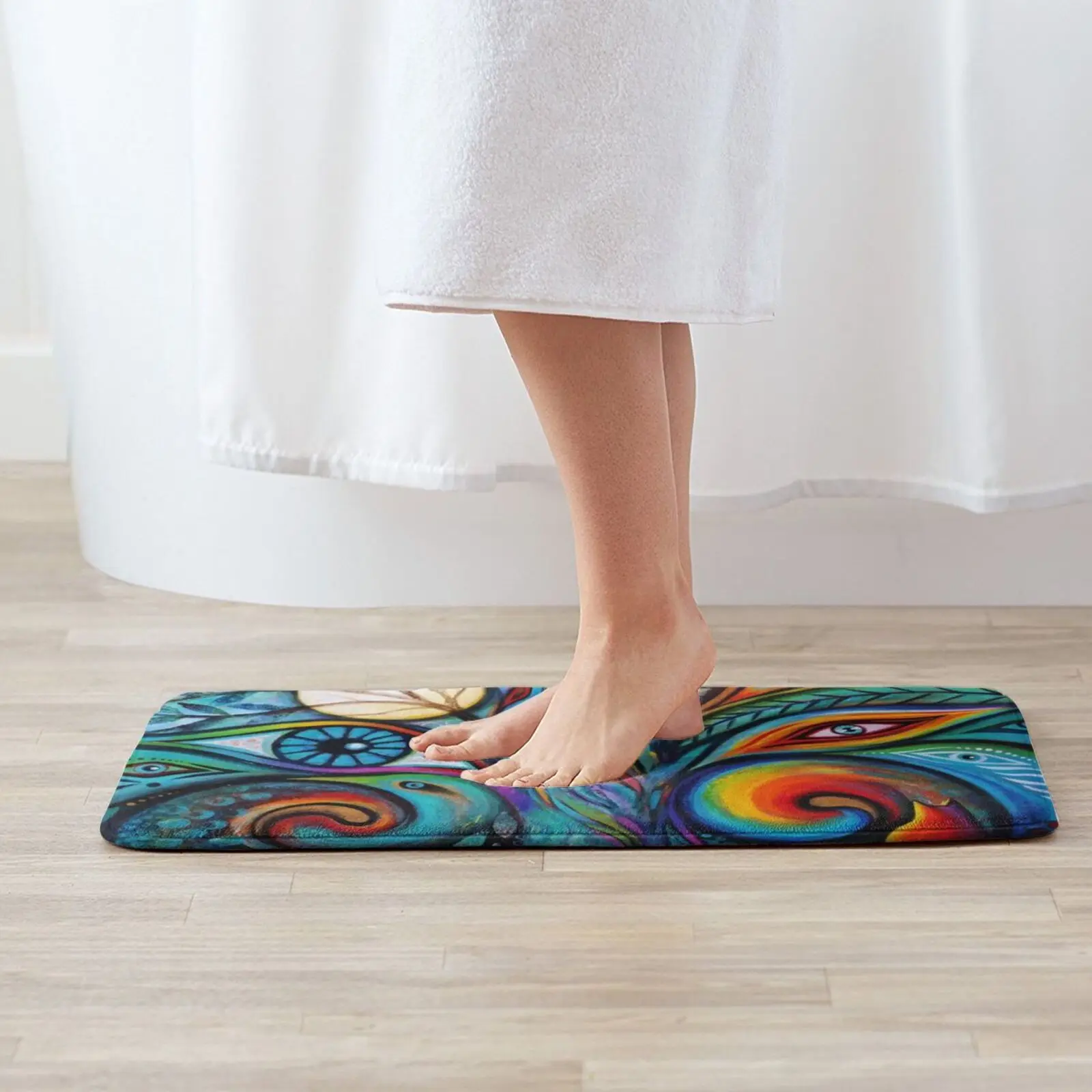 Moon Magic Mat Rug Carpet Anti-Slip Floor Mats Bedroom Tree Of Life Birds Spirits Cat Moon Visionary Art Abstract Surreal Dream