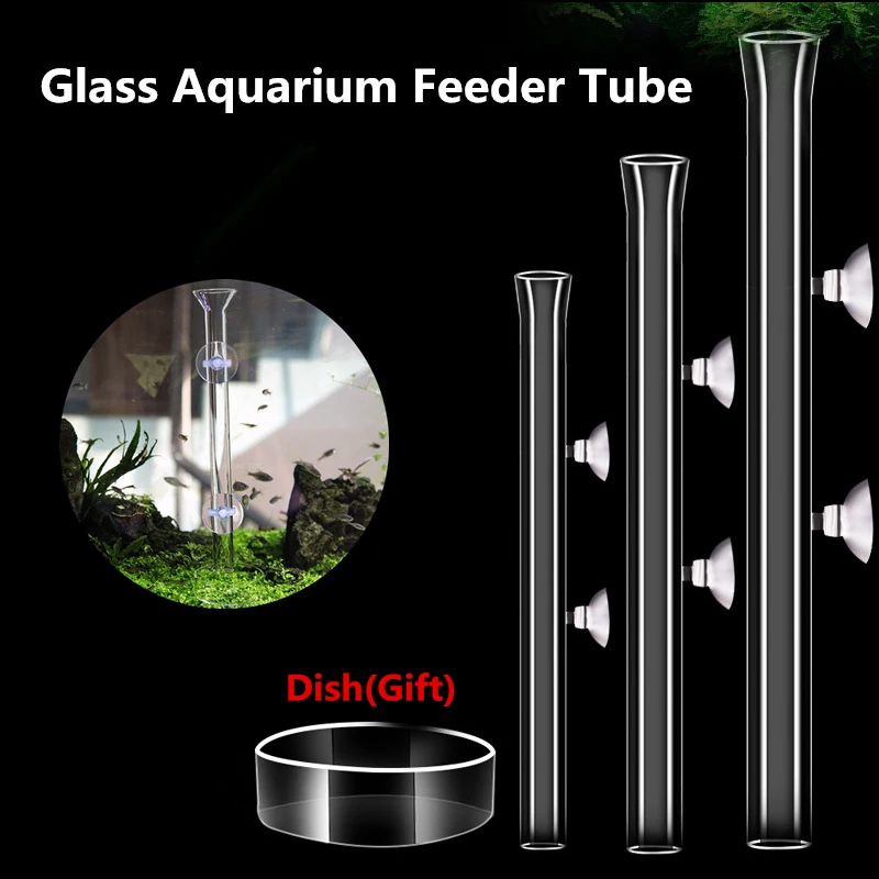 Glass 6 Size Fish Tank Shrimp Feeding Tube Dish Cup Shrimp Snail Fish Food Dispenser Feeder Aquarium Accessories 20cm-45cm