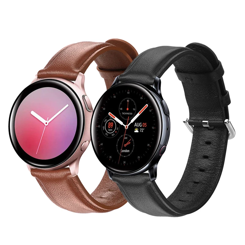 Correa de cuero genuino para reloj inteligente, accesorio deportivo de 20mm para samsung galaxy watch active 2, 40mm y 44mm