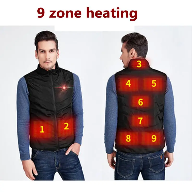 11 Areas Heated Vest Men Coat Intelligent USB Electric Heating Padded Jacket Thermal Warm Clothes Winter Heated Vest 5XL Size