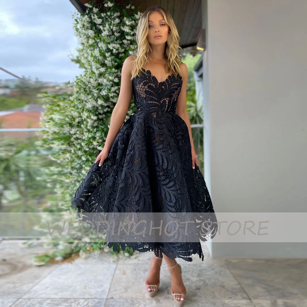 Lace Sweetheart Evening Dresses 2021 Simple Strapless White Prom Gowns Elegant A-Line Black Custom Party Dress robes de soirée