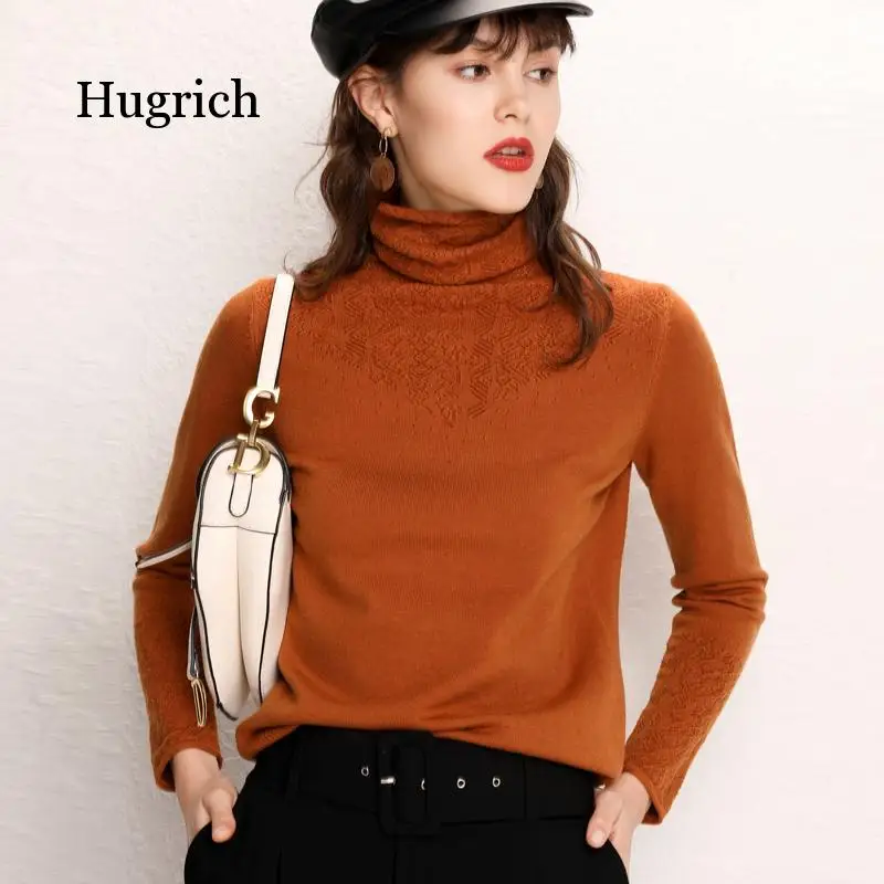 Turtleneck Cotton Blend Openwork Carve Sweater Women 2020 Autumn Winter Jumper Sweter Robe Pull Femme Pullover Sweaters