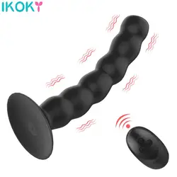 Anal Beads Strong Suction Cup 10 Modes Vibrator Sex Toys for Women Men Vagina Prostate Massage Wireless Remote Control Butt Plug