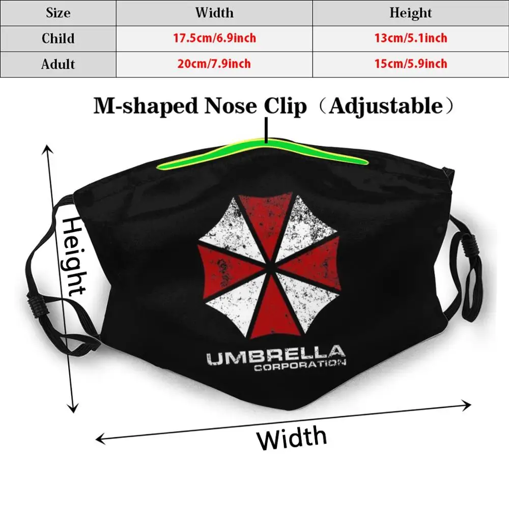 Umbrella Corporation Print Washable Filter Anti Dust Mouth Mask Umbrella Horror Video Game