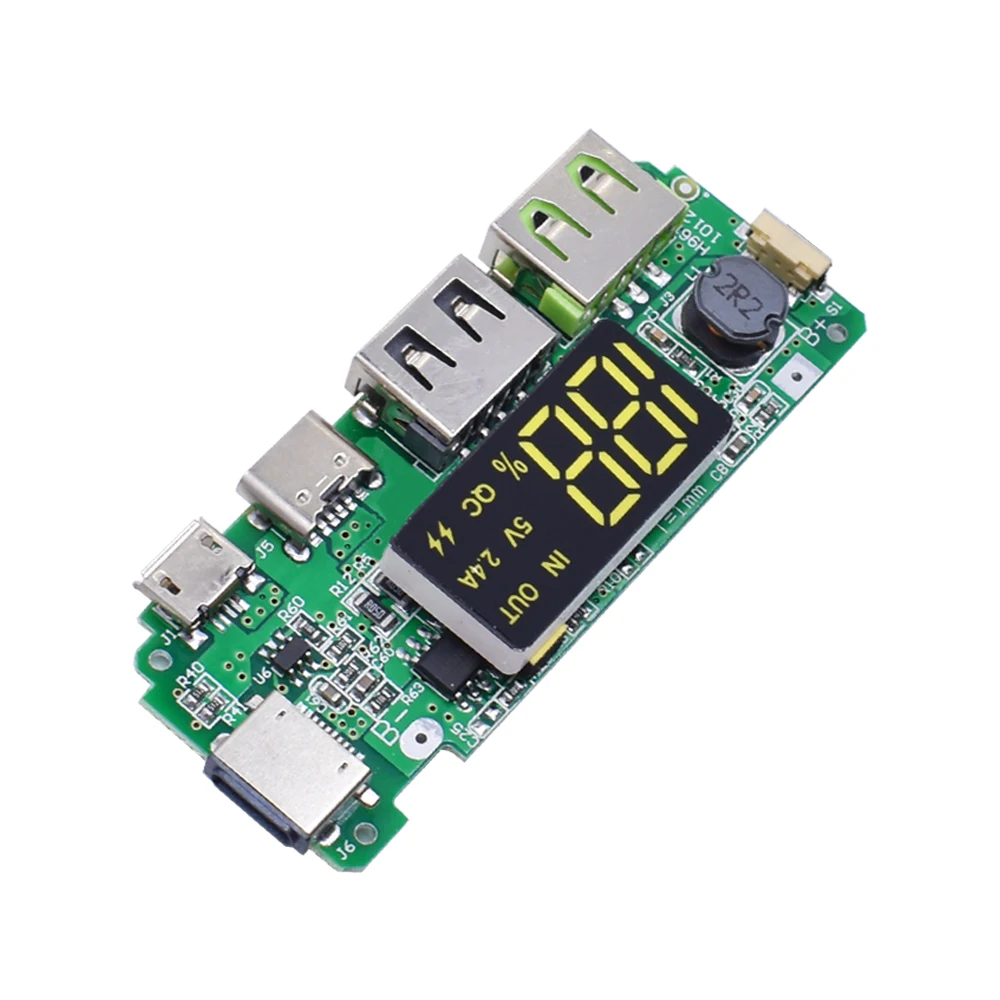 Dual USB 5V 2.4A Micro/Type-C LED USB Mobile Power Bank 18650 Charging Module Lithium Battery Charger Board Circuit Protection
