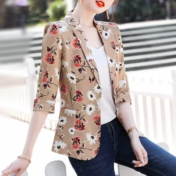 2022 high-level sentido fried street print terno jaqueta feminina fina verão coreano moda temperamento blazer feminino topos femme cardi