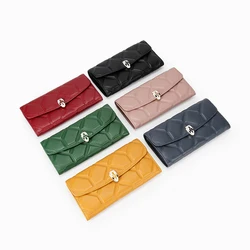 Luxury brand leather ladies long wallet cute mobile phone clutch bag female credit card holder large capacity wallet temperament