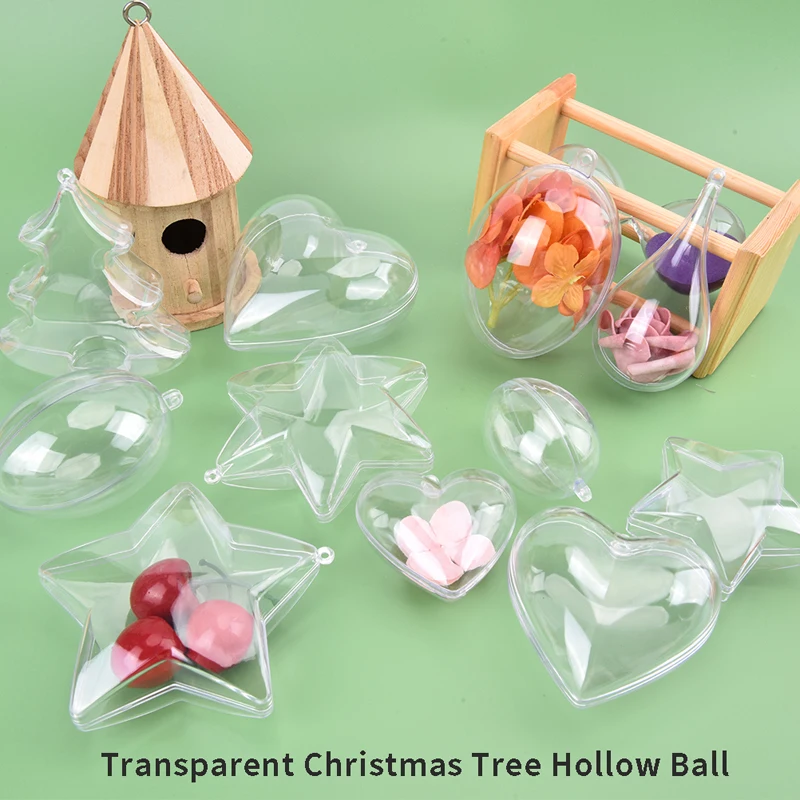 Star Heart Shape Transparent Plastic Ball Clear Plastic Craft Ball Xmas Tree Shaped Baubles For Christmas Wedding Decoration