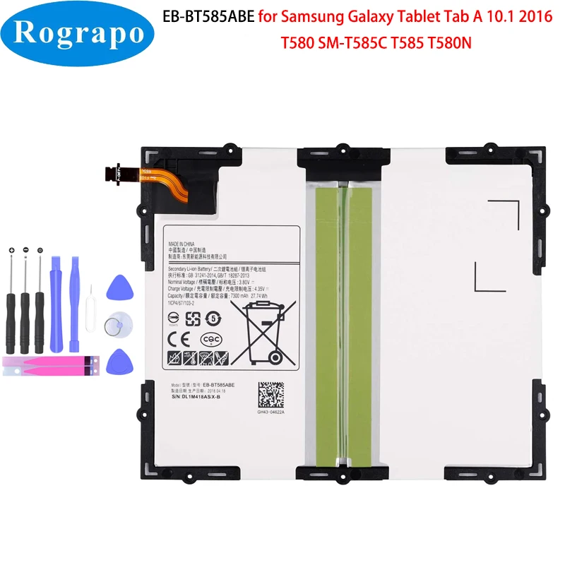 New EB-BT585ABE 7300mAh Battery For Samsung Galaxy Tablet Tab A 10.1 2016 T580 SM-T585C T585 T580N