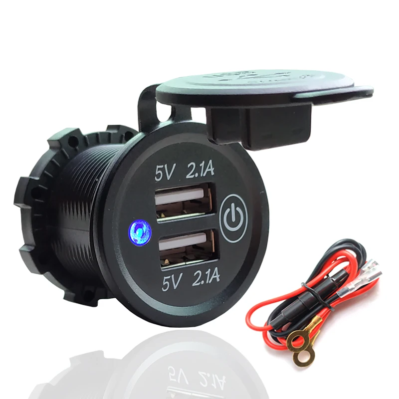 

DIY Kit 4.2A 12V/24V Car USB Power Outlet Waterproof Car Charger with Switch Blue for Car RV ATV Boat Marine Motorcycle Mobile