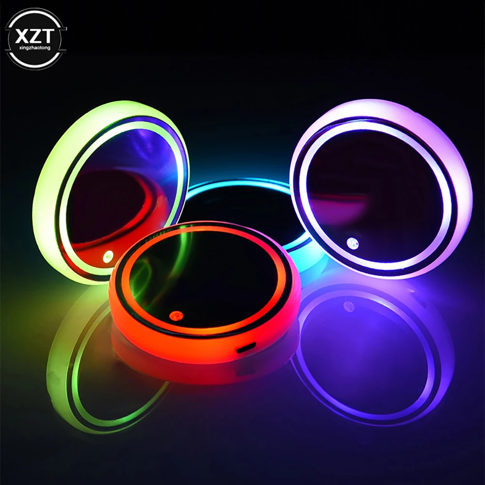 Car LED Cup Holder Light Mats Car Coasters Bottle Atmosphere Light Constellation Backlight LED Cup Holder Pads Car Accessories