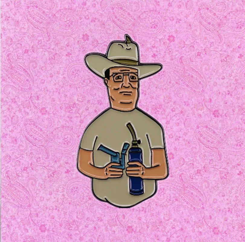 Dab Meme Hank Hill Butane of The Hill Weed Hat enamel pin Mike Judge animated sitcom brooch