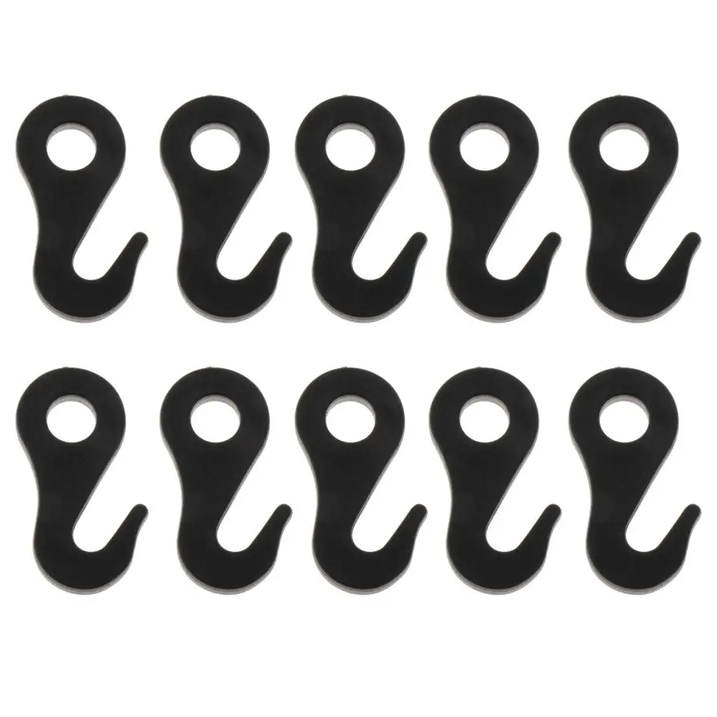 Pack of 10 Plastic Black/White S Inner Tent Hook Repair Awning Curtains Sewing Outdoor Camping Tent Shelter Accessories