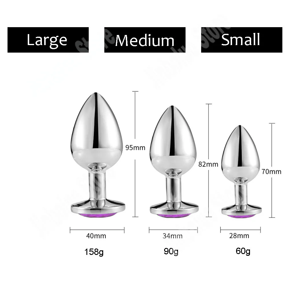 3Pcs/Set Smooth Massager Anal Beads Crystal Jewelry Heart Butt Plug StImulator Women Sex Toys Dildo Stainless Steel Anal Plug