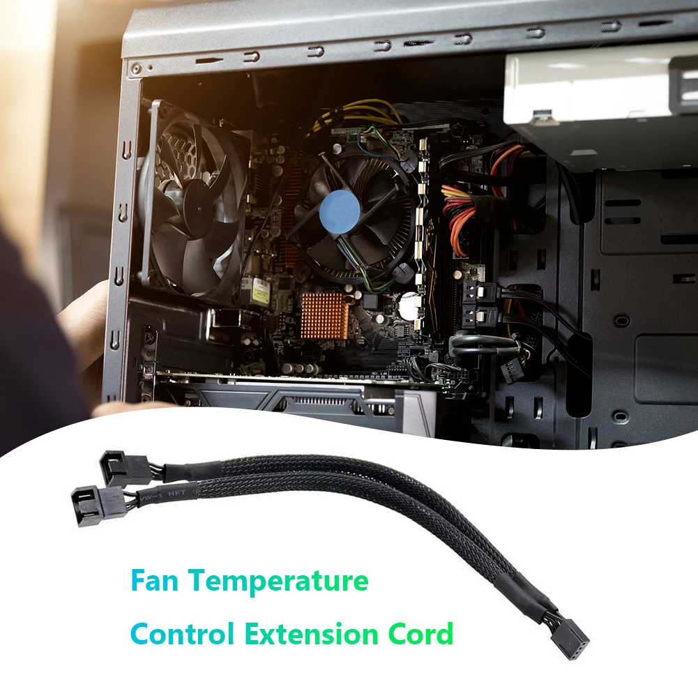 30ซม.พัดลม4ขาสายไฟคอมพิวเตอร์ Cooling ระบบเมนบอร์ด PC CPU พัดลมสายสีดำ