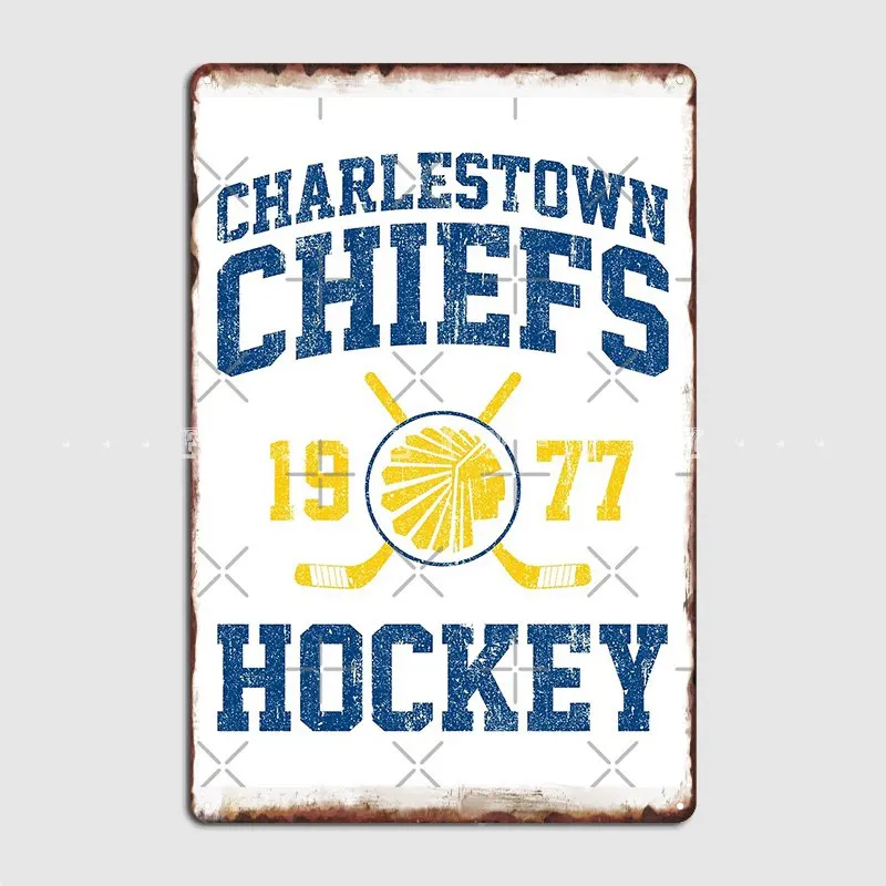 Charlestown Chiefs Hockey Metal Sign Wall Plaque Designing Club Bar Wall Mural Tin Sign Posters