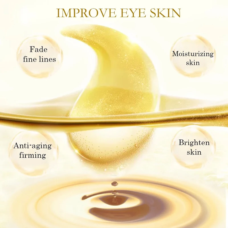 Gold Collagen Eye Mask, Patches De Cristal De Cuidados Com A Pele, Desvaneça-se Círculos Escuros, Mantenha Hidratante, Anti Envelhecimento, Rugas, Pele Firmante