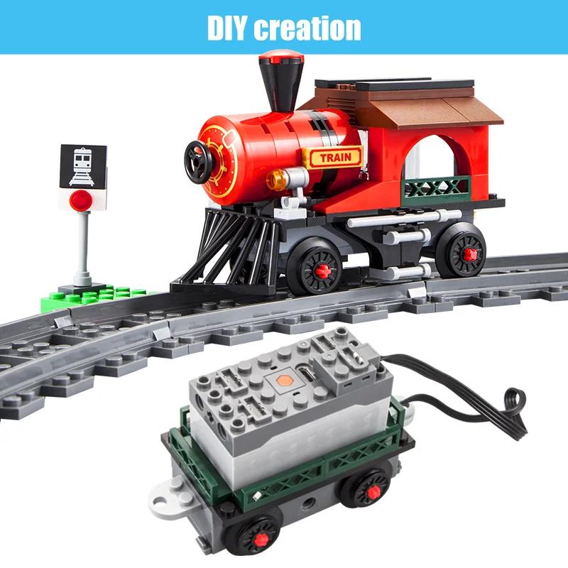 KAIYU City treno elettrico telecomando Building Block RC track veicolo ferroviario mattoni regali giocattoli per bambini