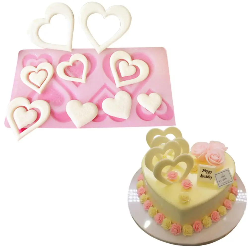 3D Heart Shape Chocolate Silicone Mold Cookie Wedding Cake Toppers Tools DIY Baking Mould Fondant Muffin Reusable Non-stick