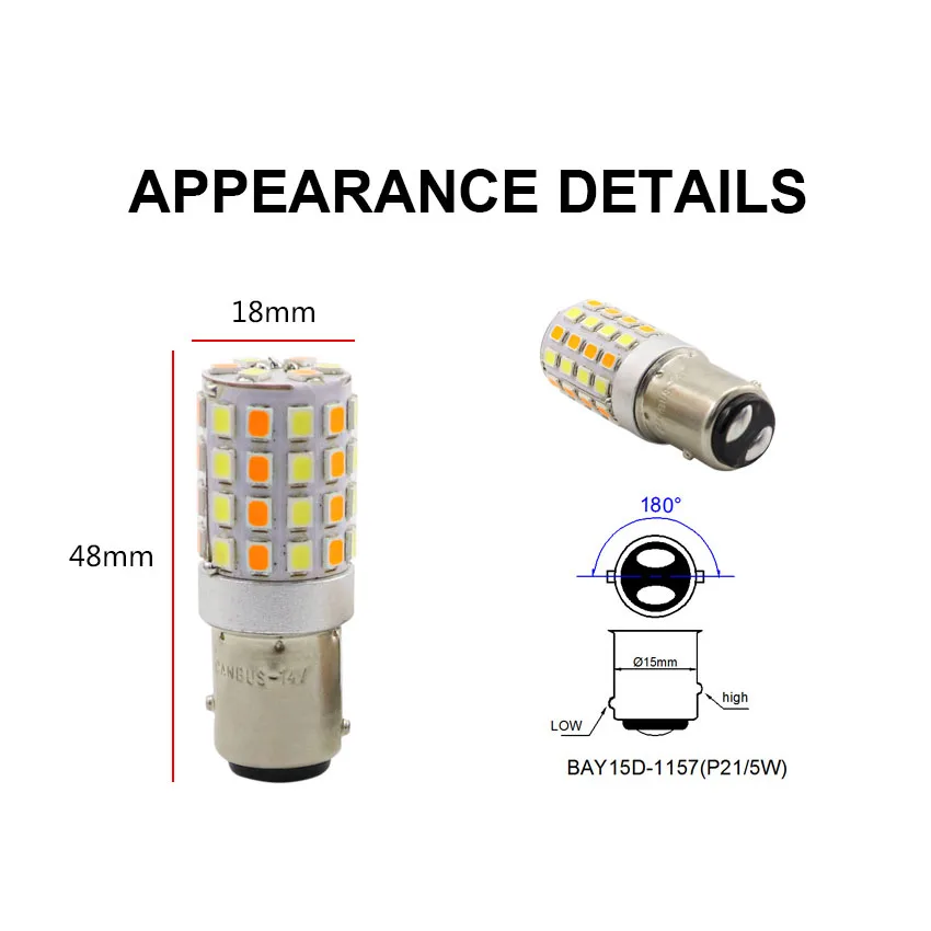 AMYWNTER 1157 P21/5W 1156 led Canbus LED Daytime Running Light Bulb 12V 1157 Dual color 600LM Drl