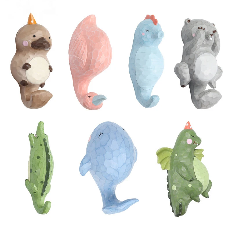 Cartoon Animal Family Decorative HookWhale Seahorse Fridge Whiteboard Sticker Refrigerator Kids Gifts Home Decoration Hook