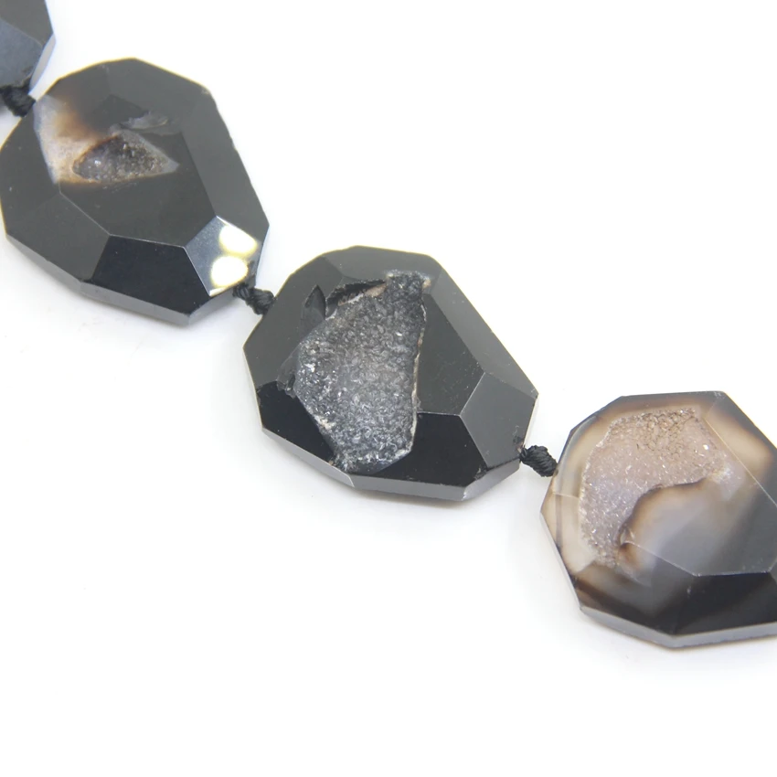 Large Size Faceted Black White Druzy Geode Agates Slab Loose Beads,Drusy Stone Slice Nugget Pendants Nacklace Jewelry Making