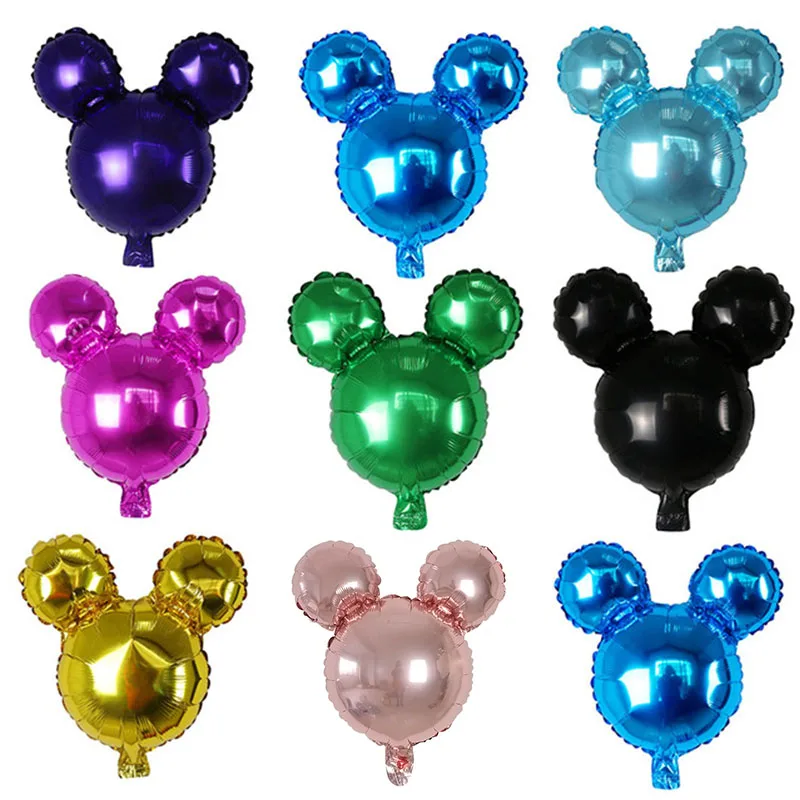 10pcs Mini Mickey Minnie Head Mouse Aluminum Foil Balloons Air Globos Baby Shower Birthday Party Decoration Balons Supplies Toys