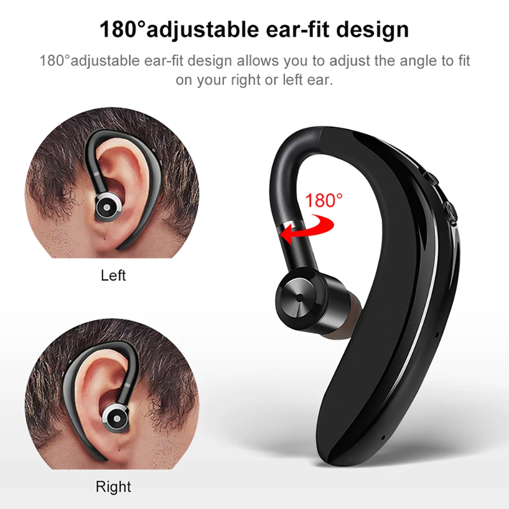 الرياضة ستيريو بلوتوث اللاسلكية سماعة واحدة سماعة BT V5.0 إلغاء الضوضاء الأعمال سماعة الأذن هوك ل IOS آيفون 11