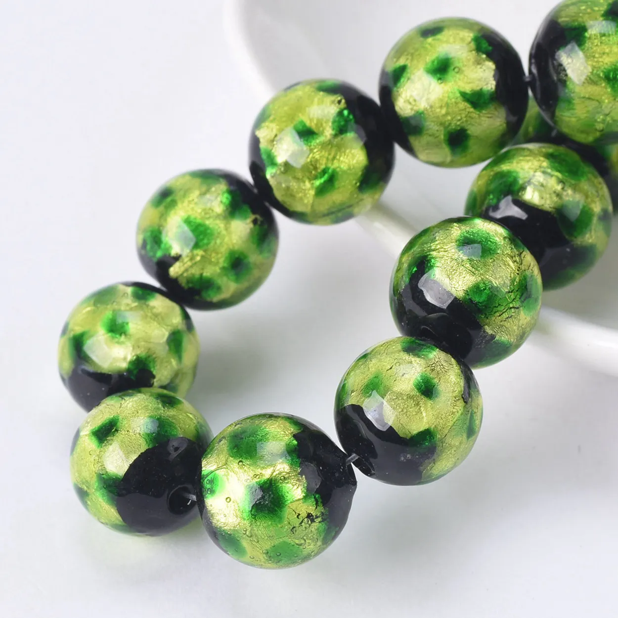 Round 12mm Foil Pattern Handmade Lampwork Glass Loose Beads for Jewelry Making DIY Crafts Findings