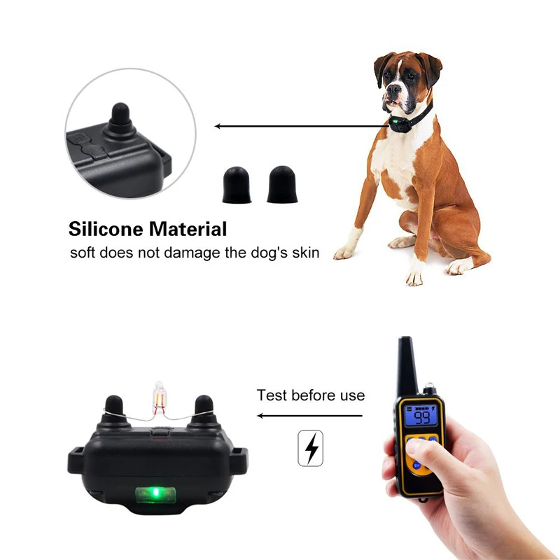 Electric Dog Training Collar, Pet Remote Control, Waterproof, Rechargeable, LCD Display, All Size, Shock Vibration Sound, 800m