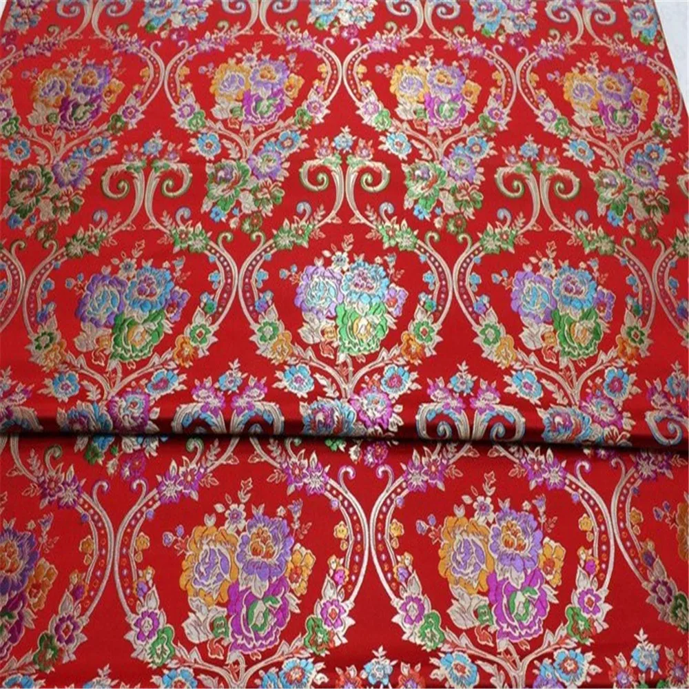 Lovely Brocade Fabric with Floral Design for Women Festival Vintage Traditional Clothes New