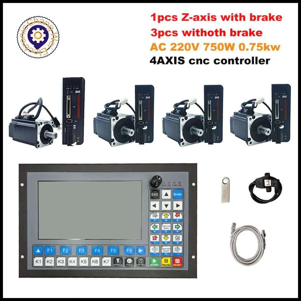 

CNC offline controller DDCSV3.1 upgrade DDCS-EXPERT 4axis 1MHz ATC G-Code Wifi engraving machine+AC 220V 750W servo motor kit