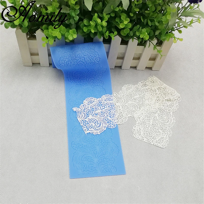 Aomily Flower Lace Mold Wedding Cake Border Fondant Decoration Tools Cake 3D Mold Food Grade Silicone Mat Mould Baking Mold