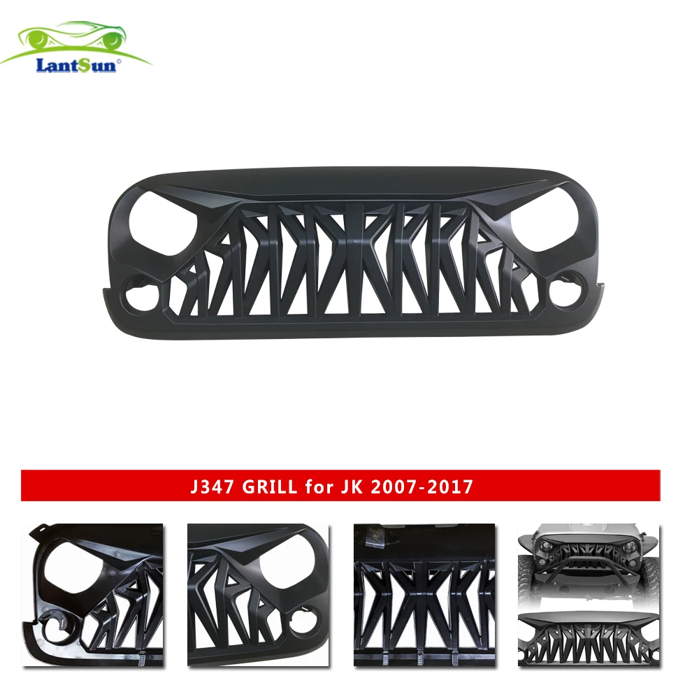 

J347 Armor Grill Angry Racing Mesh Black ABS Front Grill Cover for Jeep JK wrangler 2007-2017