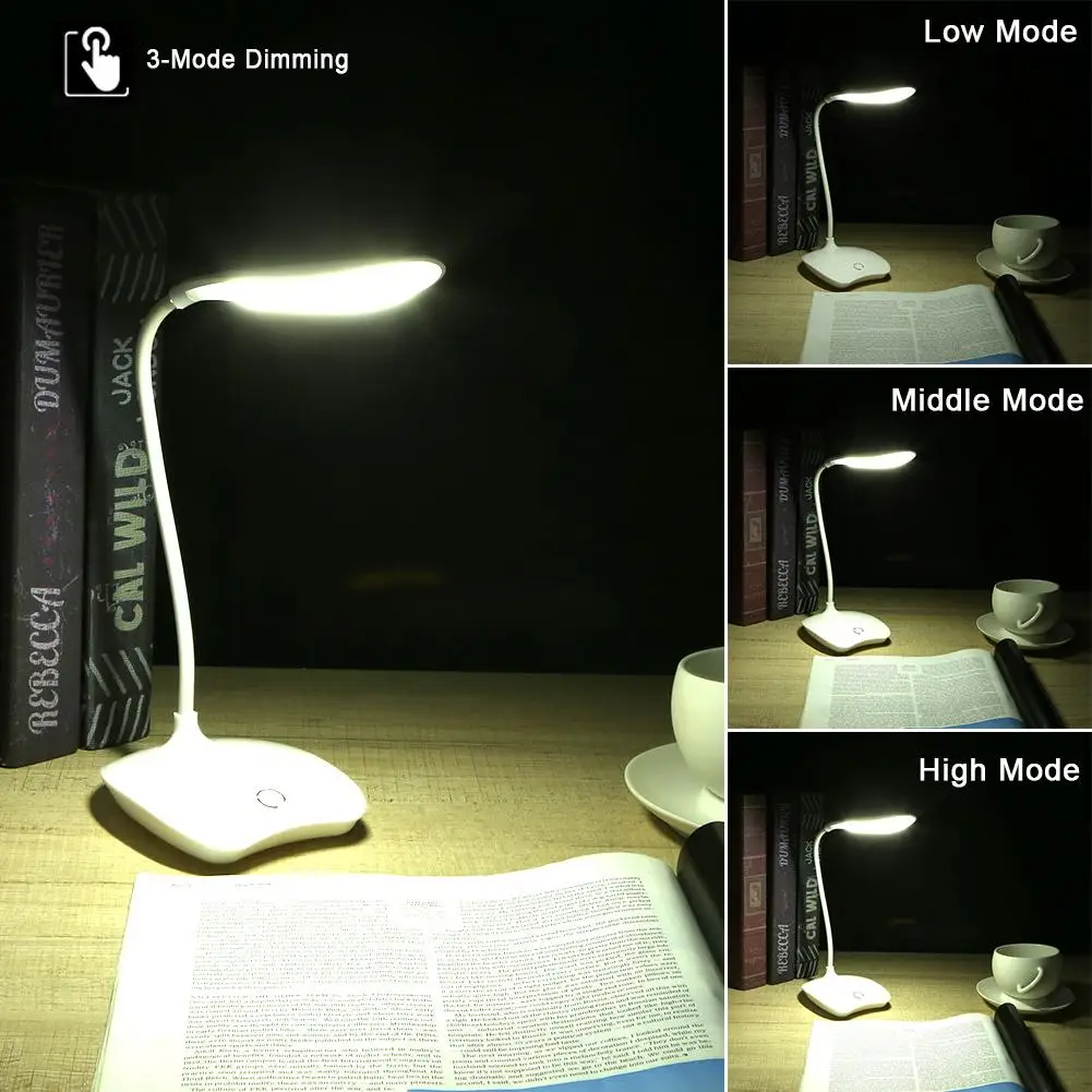 Led Reading Lamp Usb Charging 3 Mode Flexible Table Lamp Touch Sensor Dimmable Reading Study Room White Light Table Lamp