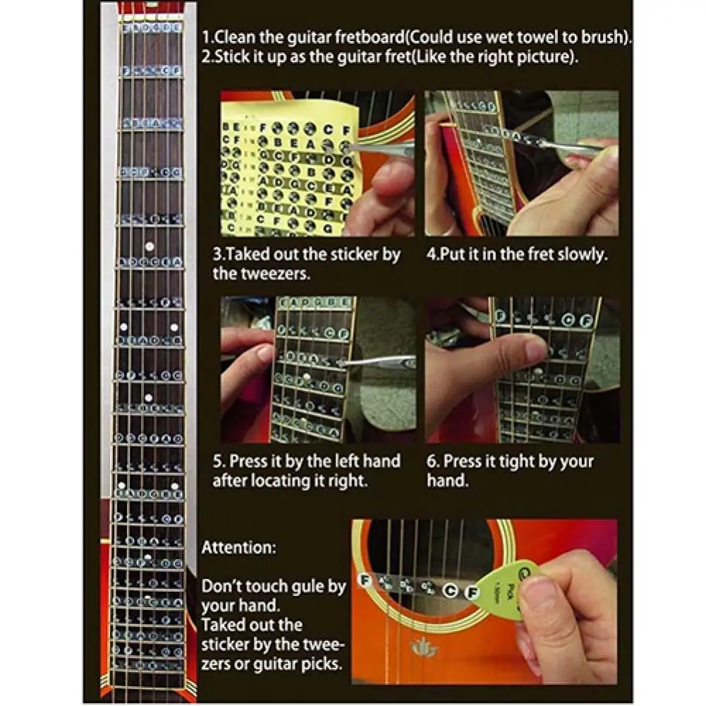 1 PC Guitar Note Sticker Guitar Fretboard Note Decals Fingerboard Frets Map Sticker for Beginner Learner Music Accessories Hot