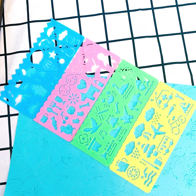 4pcs/Set Colorful Drawing Template Ruler Promotional Gift Stationery  Puzzle Stationery Children's Drawing Toys