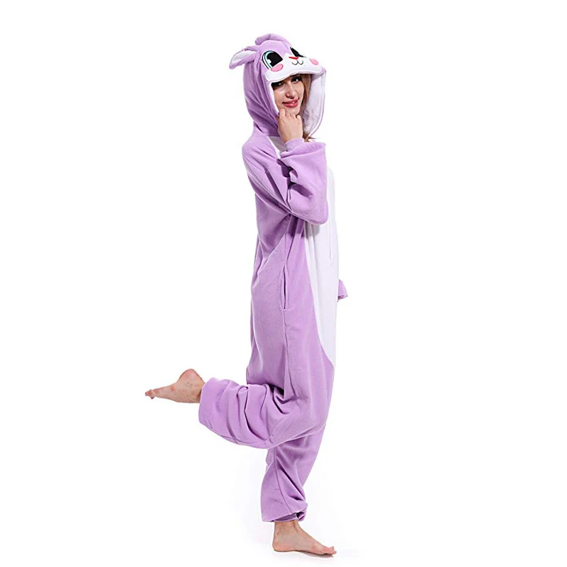 Winter Woman Pijamas Partido Páscoa Jumpsuit Cores Novidade Adultos Coelho Homens Cosplay Animais Onesies Raccoon Kigurumi