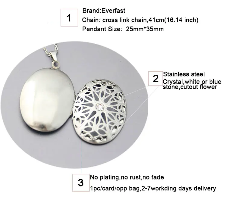 1Set Oval Lotus Flower Shell Photo Frame Stainless Steel Necklace Floating Locket Charm Necklaces Women Men Memorial Jewelry