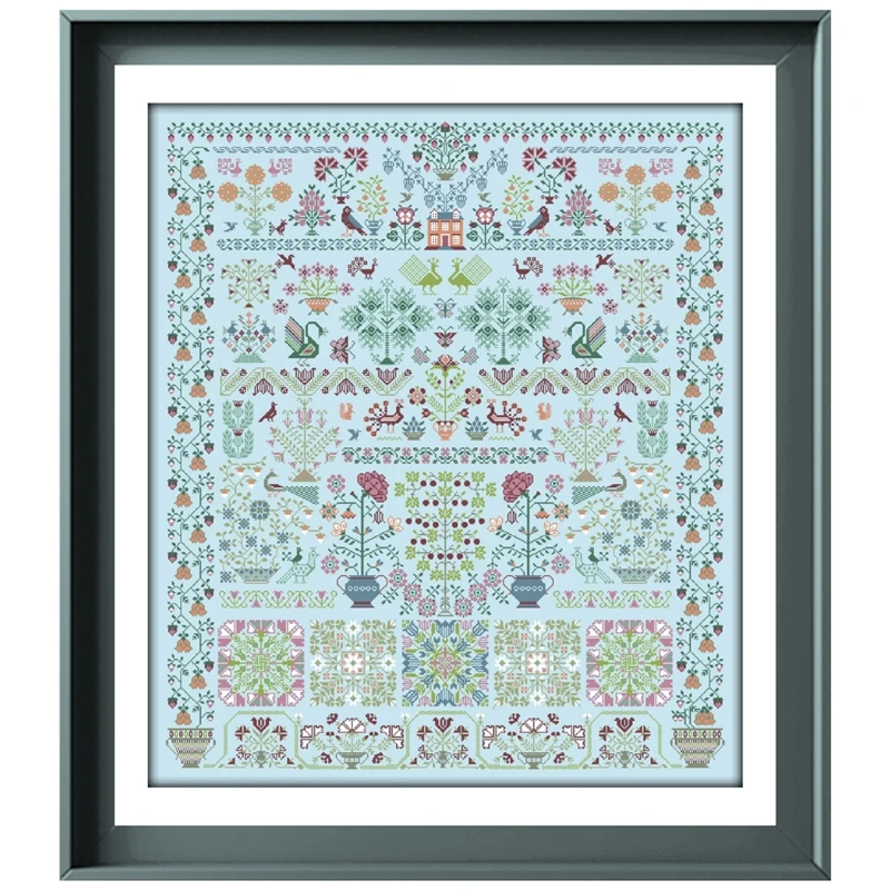 Garden of eternal blossoms cross stitch kits cartoon pattern design 18ct 14ct 11ct skyblue canvas embroidery DIY needlework