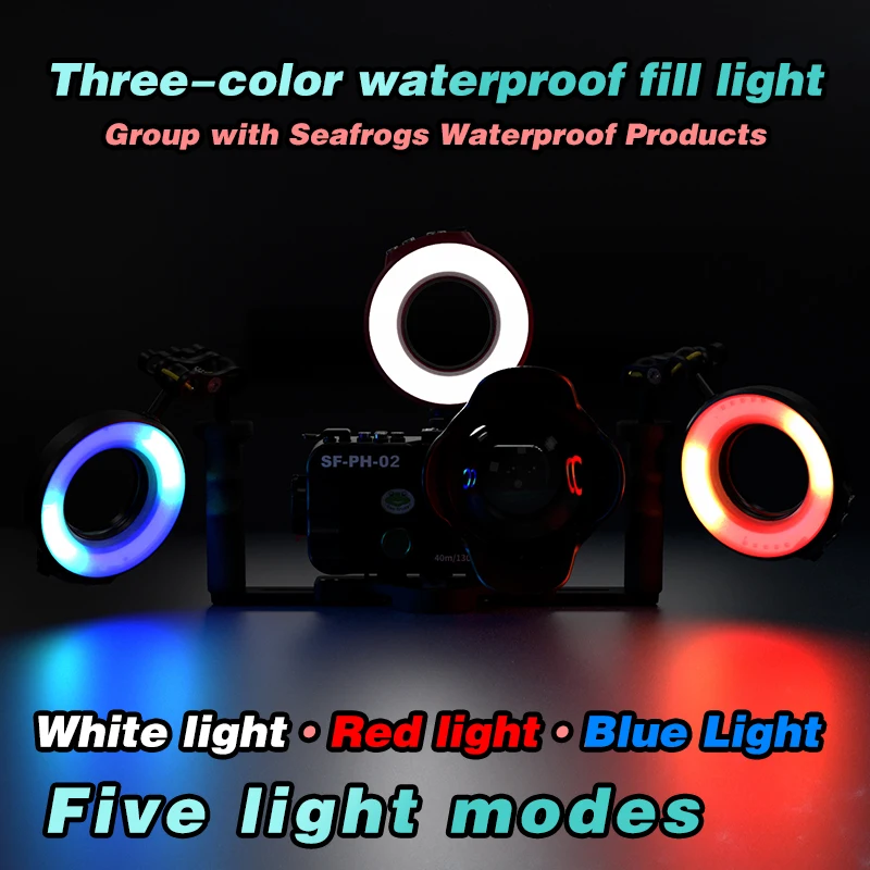 Flash Camera Ring Light Speed Underwater 40m 67mm Interface 3 Colors Light Lamps with New Arrive USB Charge