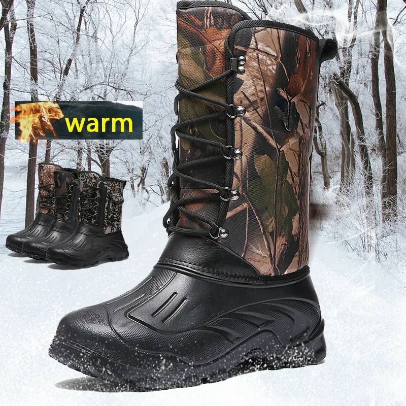 

Size 39-46 Winter Men Outdoor Camping Hiking Fishing Tactics Shoes Hunting Climbing Non-Slip Waterproof Thermal Male Women Boots