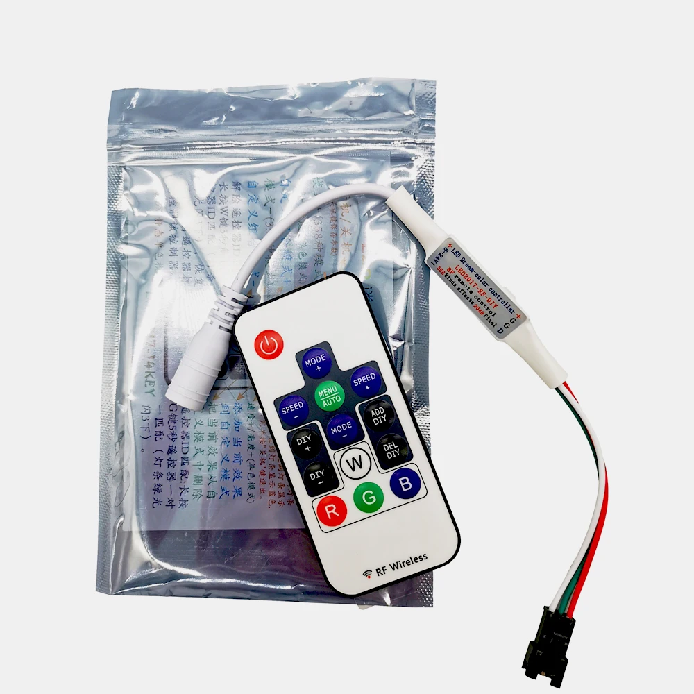 DC5-24V 14Keys Smart Led Controller Mini Wireless Full Color Remote For Individual Addressable 5050 RGB Strip Light Pixel Dimmer