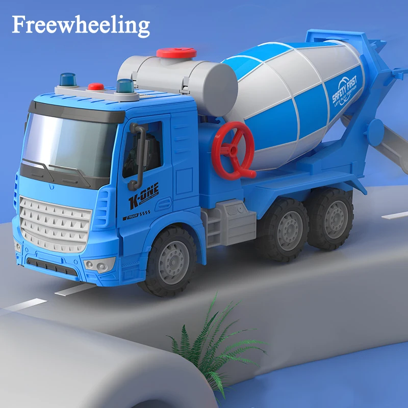 Simulation inertial engineering truck cement mixing discharge large boy sound and light concrete set toy car