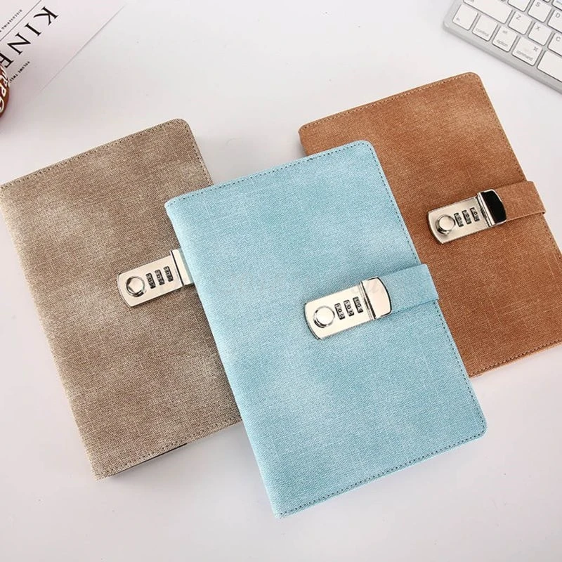 A5 Sổ Tay Có Mật Khẩu Khóa Da Chương Trình Nghị Sự Nhật Ký Tuần Kế Hoạch Notepad Trường